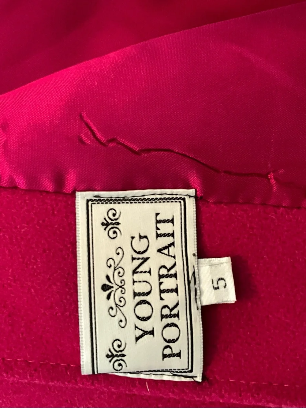 Girls' Hot Pink Wool-Blend Pea Coat with Black Trim